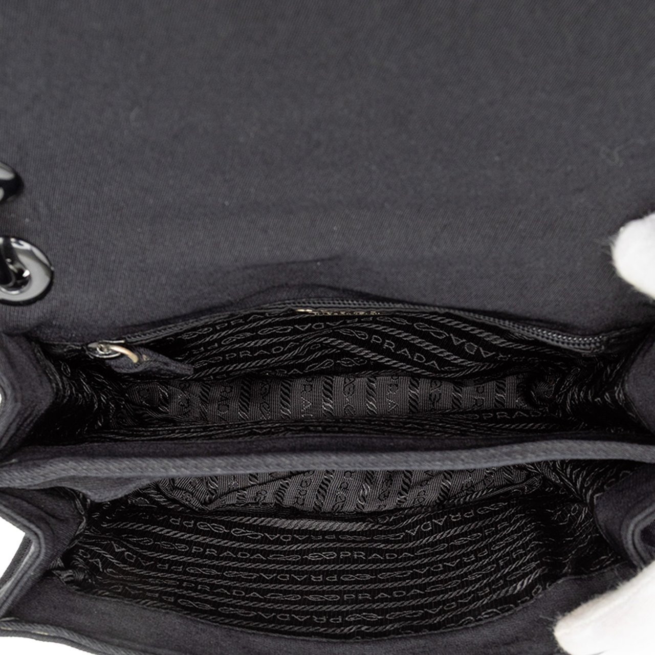 Prada Canvas Lucite Chain Shoulder Bag Zwart