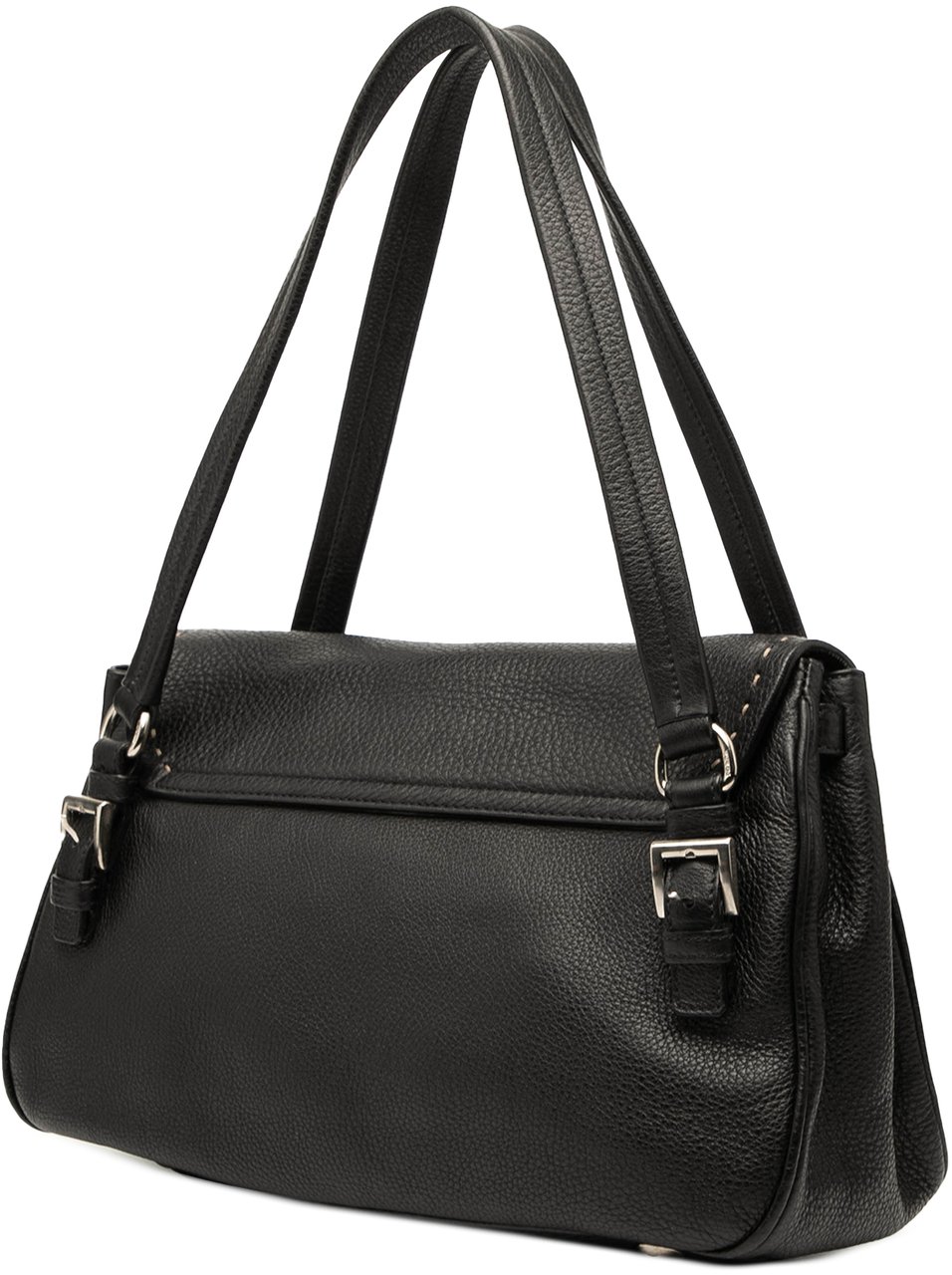 Prada Vitello Daino Pushlock Flap Zwart