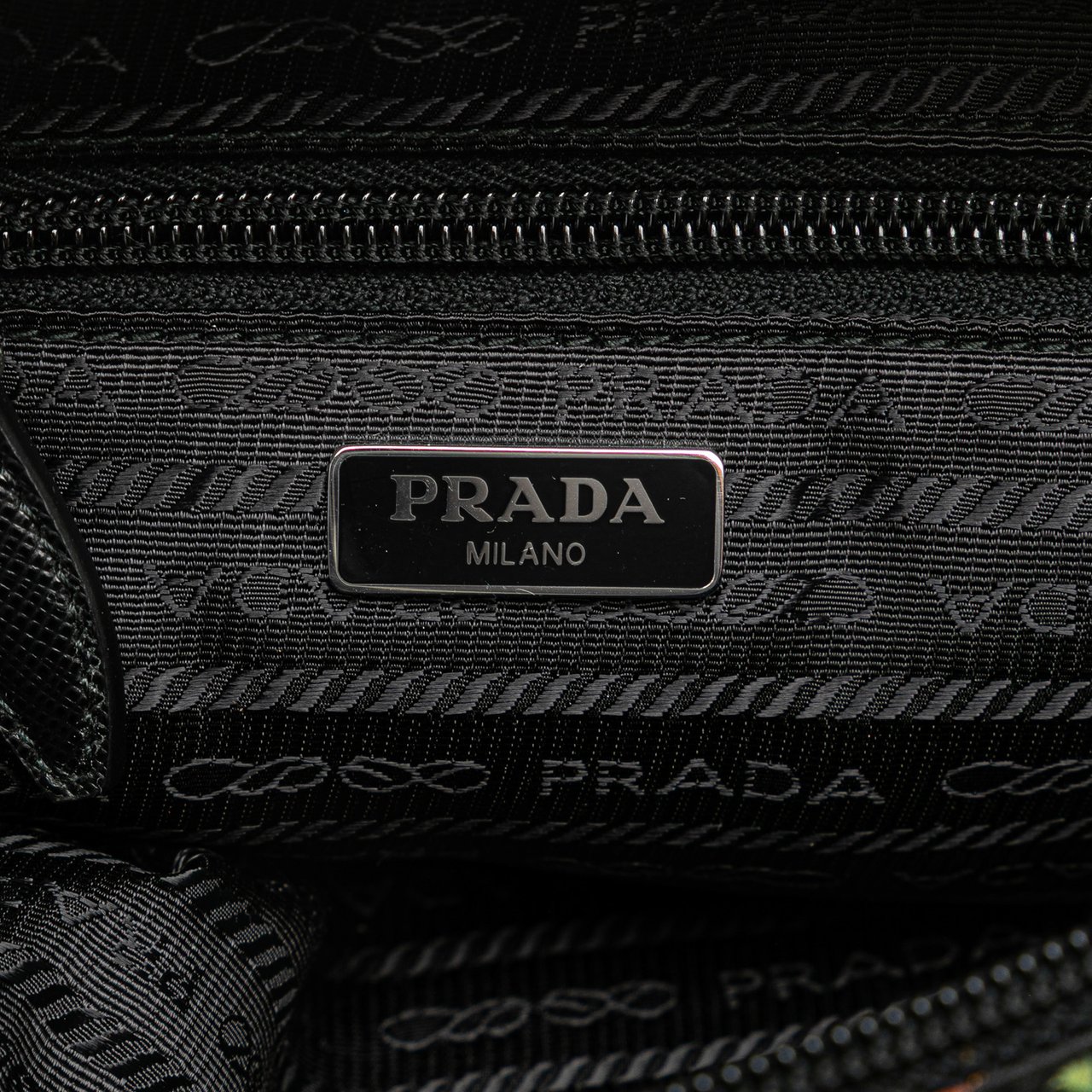 Prada Small Tessuto Saint Palm Cosmetic Pouch Zwart