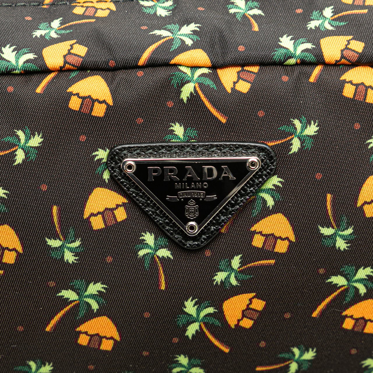 Prada Small Tessuto Saint Palm Cosmetic Pouch Zwart