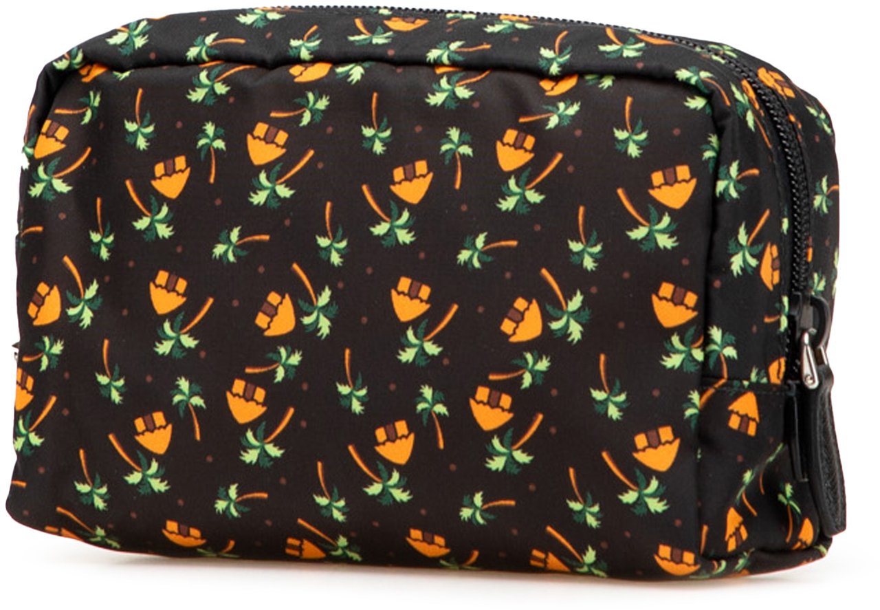 Prada Small Tessuto Saint Palm Cosmetic Pouch Zwart