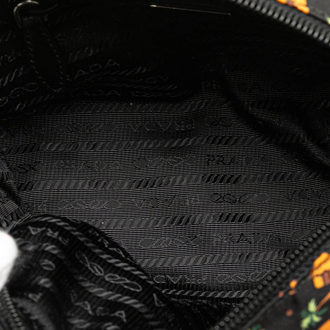 Prada Small Tessuto Saint Palm Cosmetic Pouch Zwart