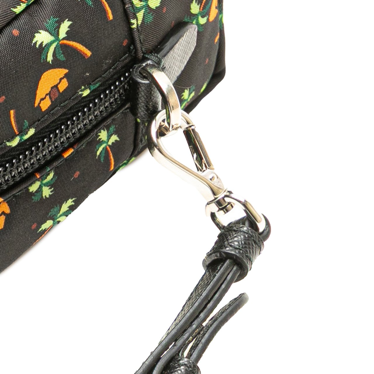 Prada Small Tessuto Saint Palm Cosmetic Pouch Zwart