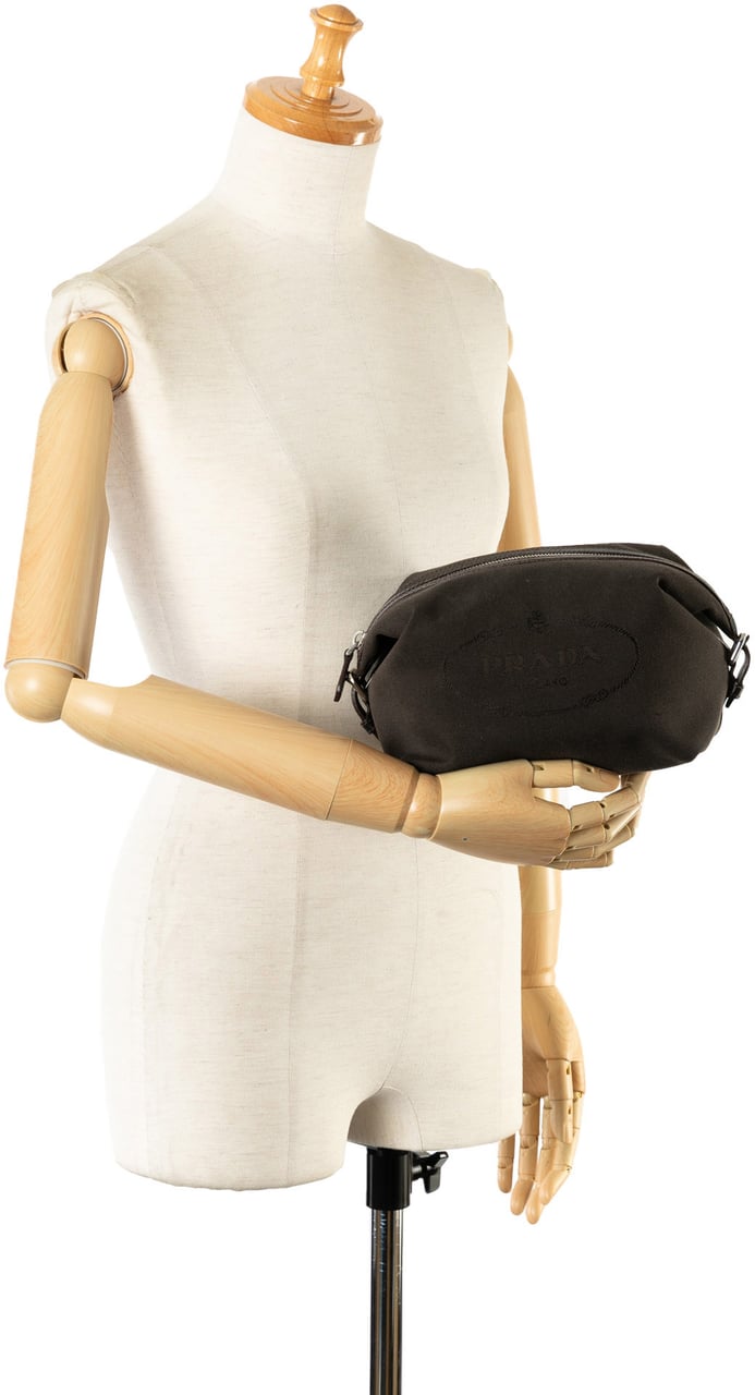 Prada Canapa Logo Canvas Pouch Bruin