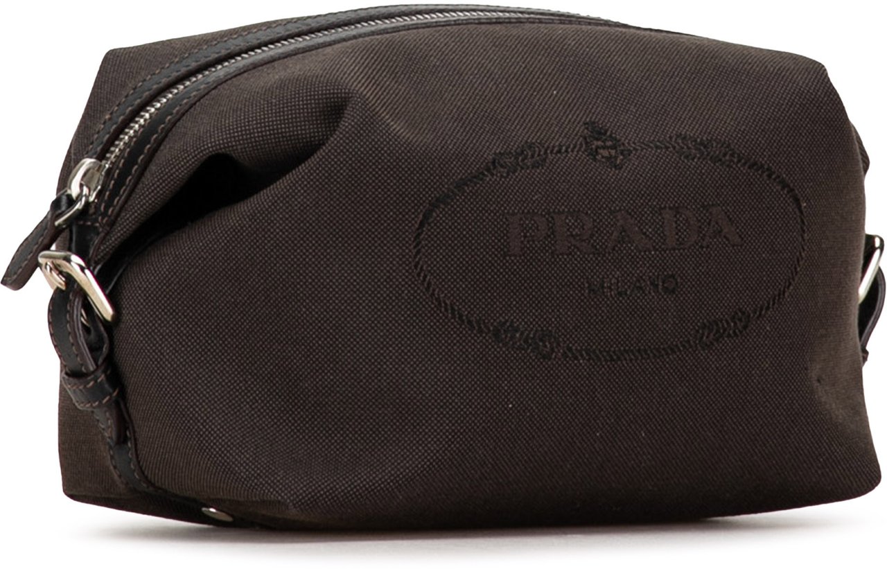 Prada Canapa Logo Canvas Pouch Bruin