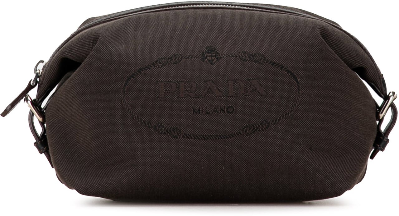 Prada Canapa Logo Canvas Pouch Bruin