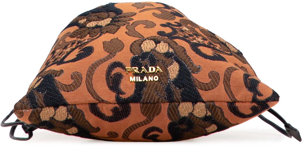 Prada Brocade Canvas Broccato Drawstring Pouch Bruin