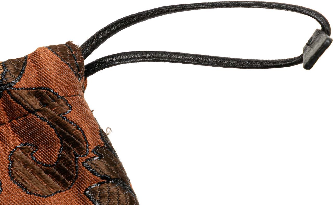 Prada Brocade Canvas Broccato Drawstring Pouch Bruin