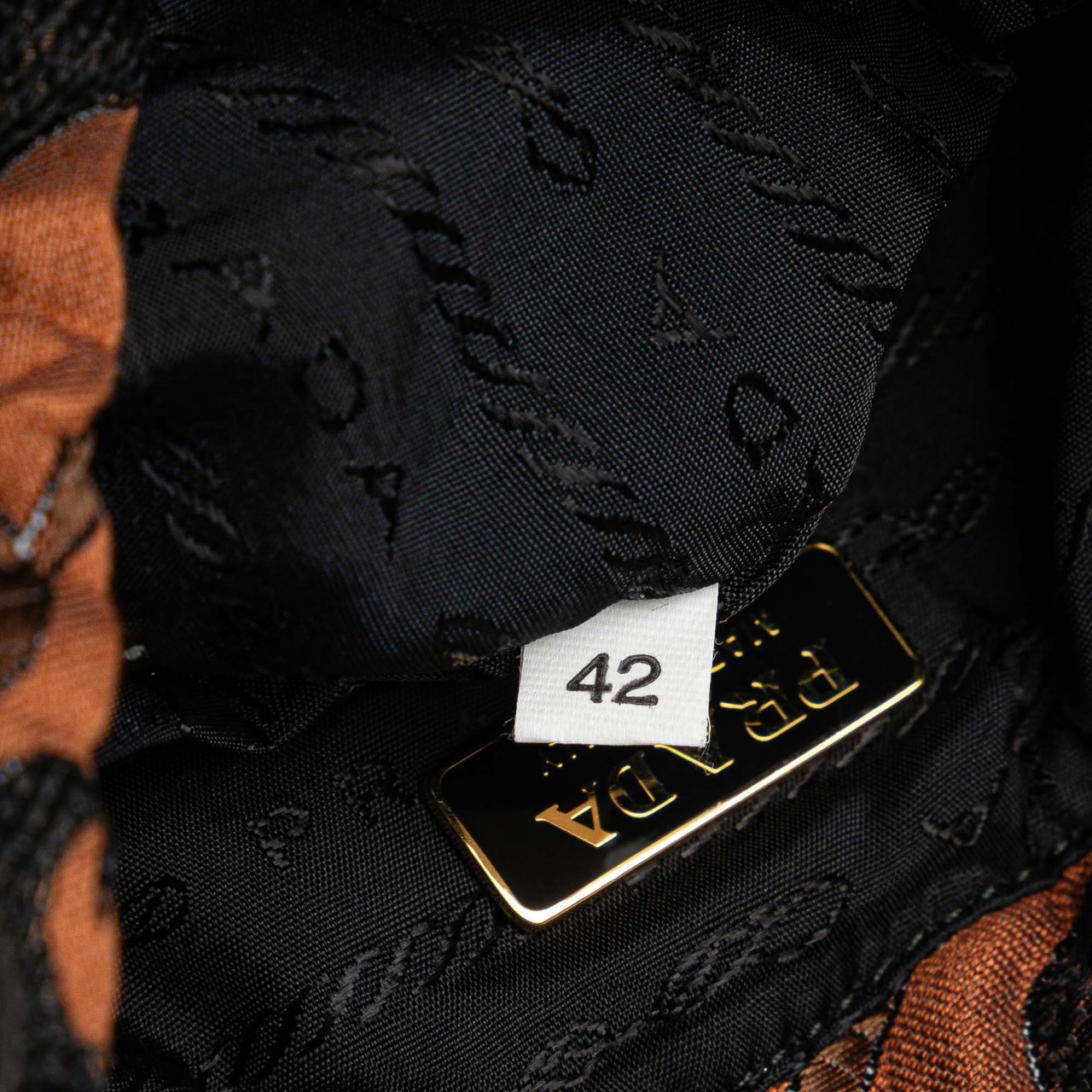 Prada Brocade Canvas Broccato Drawstring Pouch Bruin