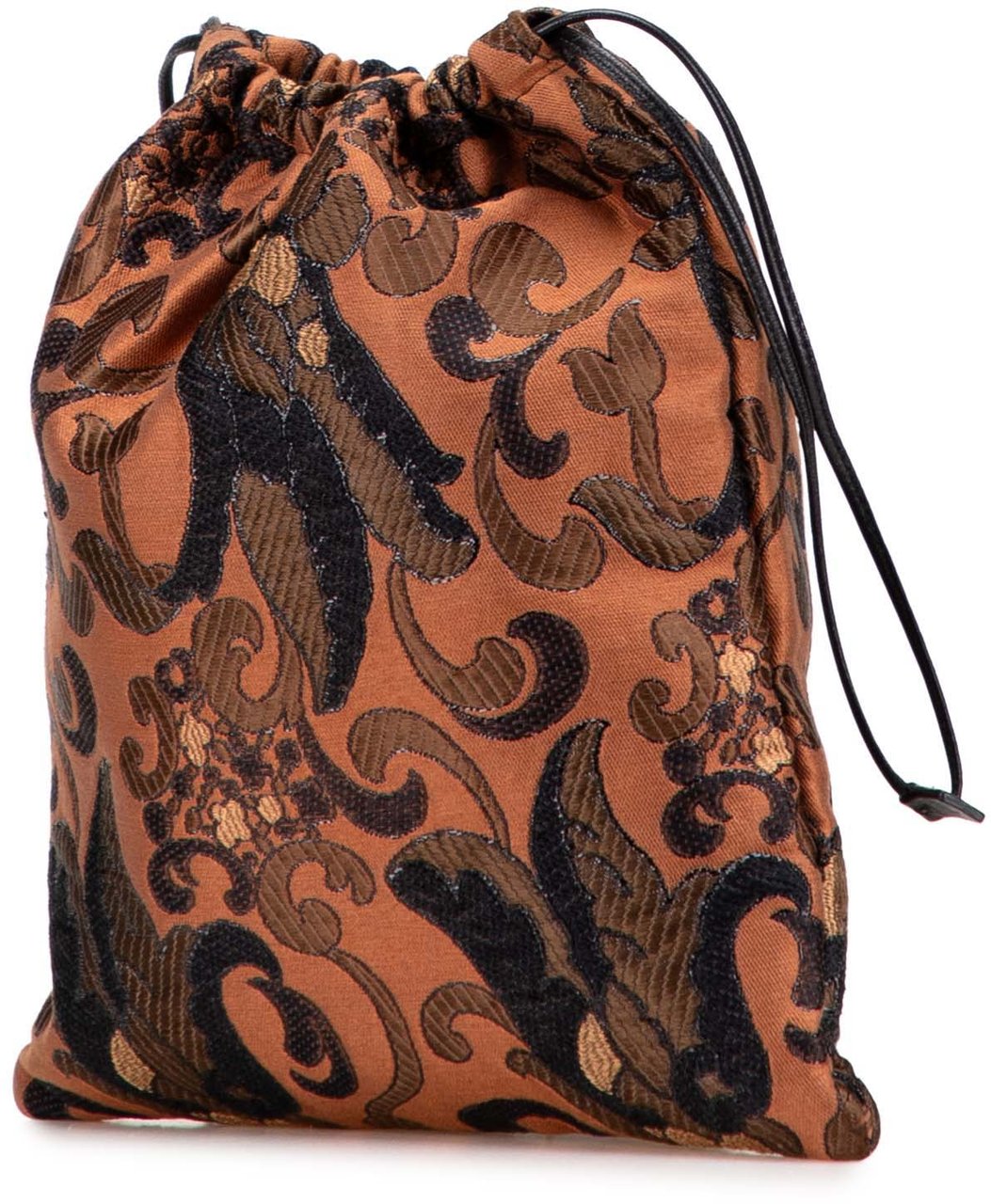 Prada Brocade Canvas Broccato Drawstring Pouch Bruin