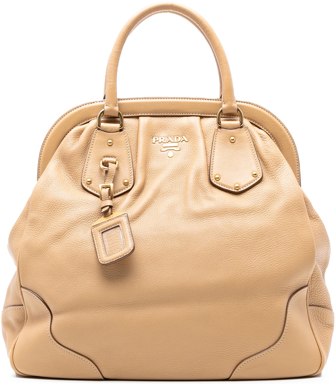 Prada Cervo Antik Frame Handbag Bruin