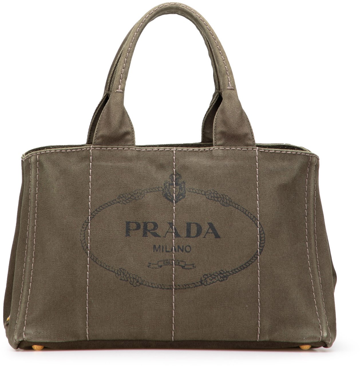 Prada Canvas Canapa Logo Satchel Bruin