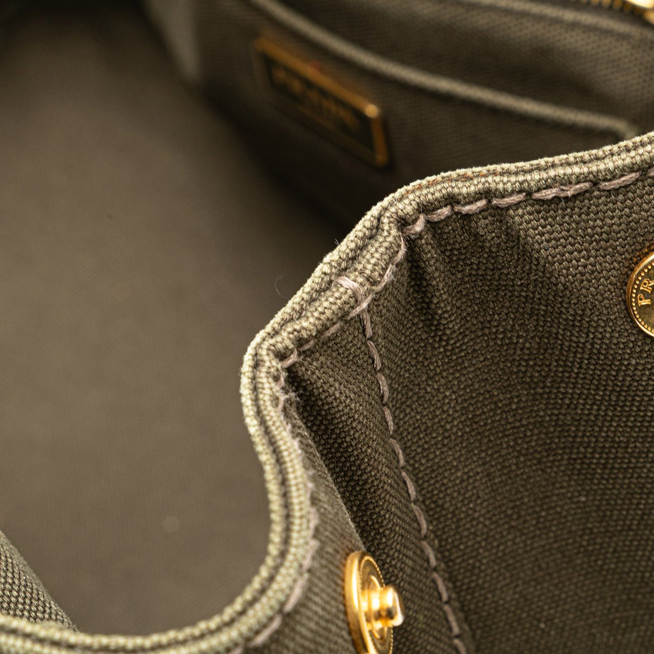 Prada Canvas Canapa Logo Satchel Bruin