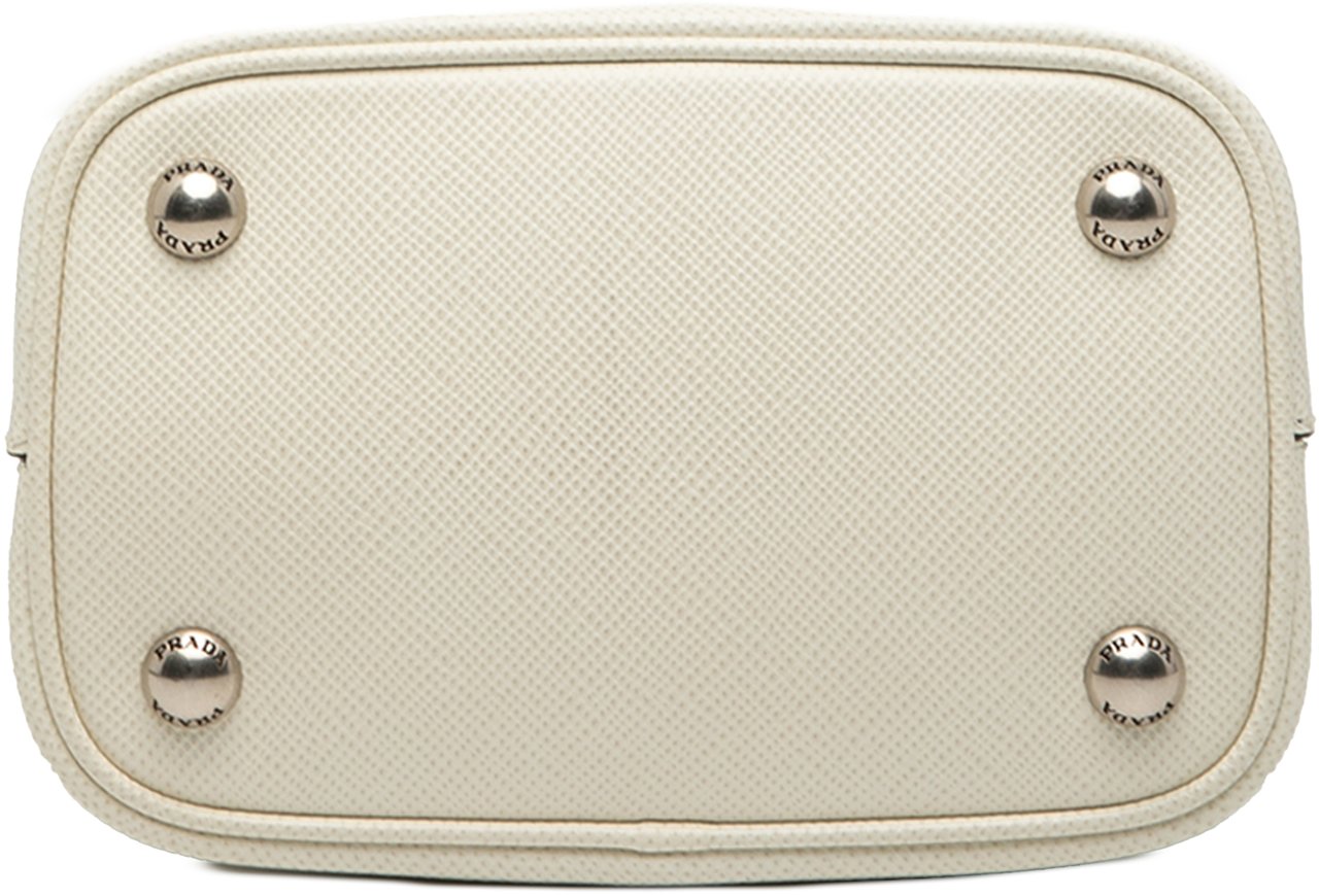 Prada Small Saffiano Cuir Smalto Panier Satchel Wit