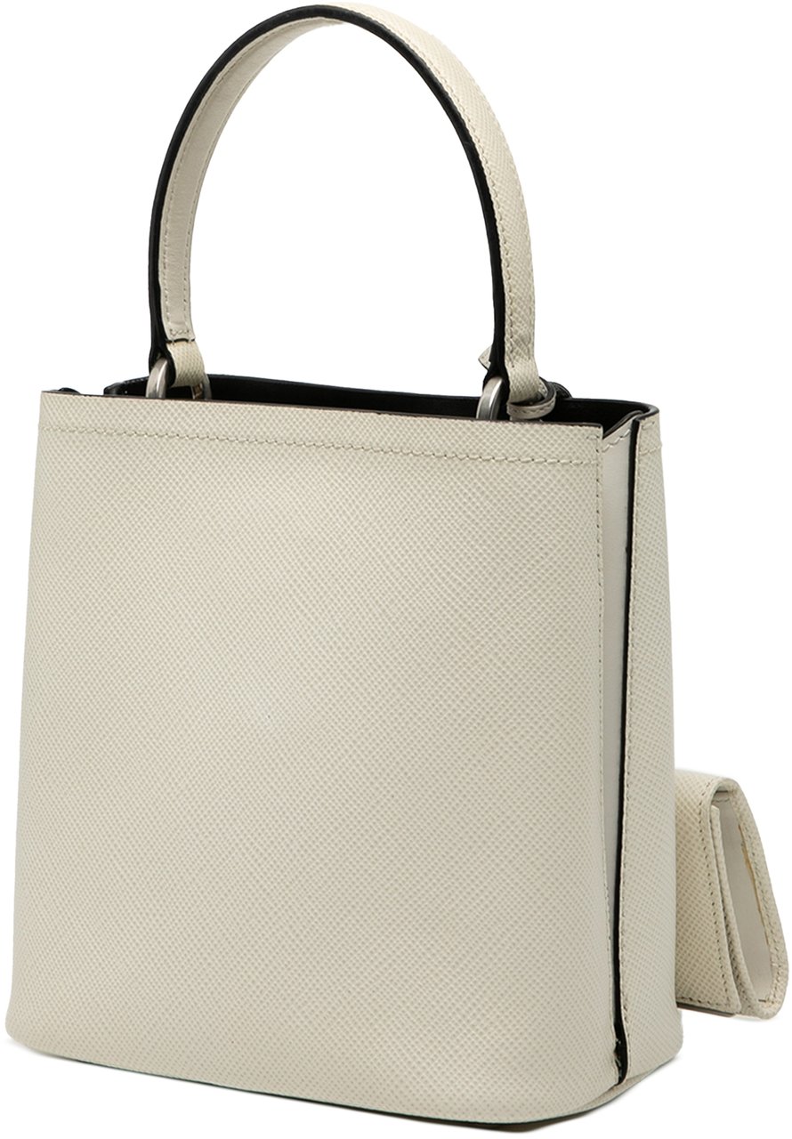 Prada Small Saffiano Cuir Smalto Panier Satchel Wit