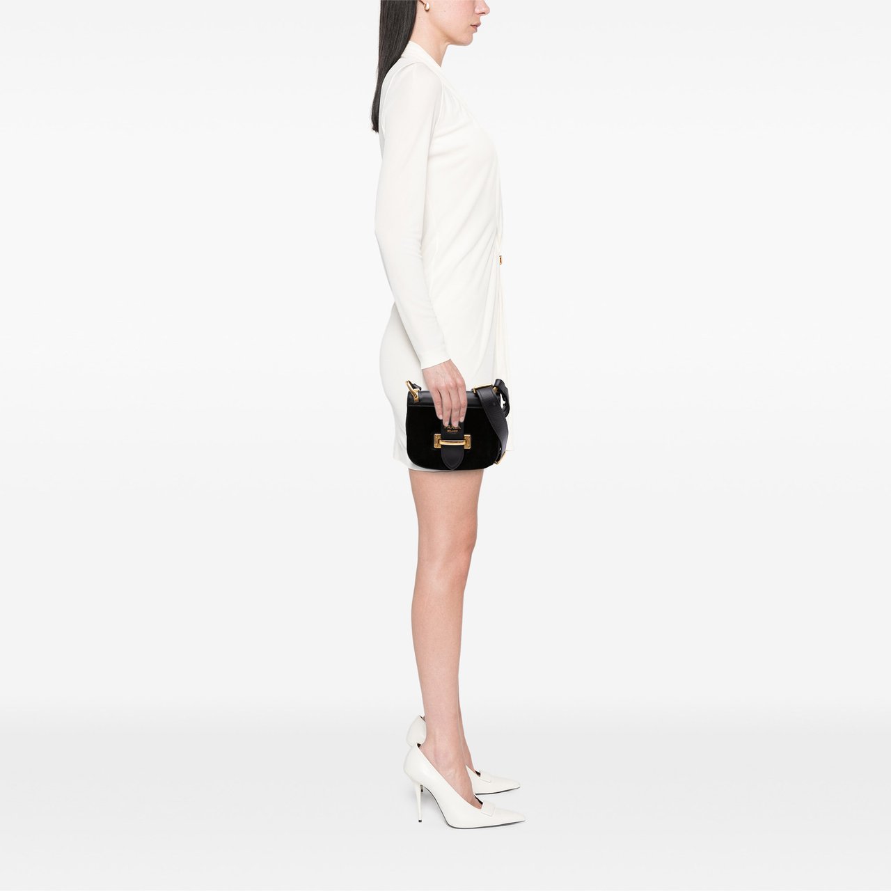 Prada City Calf and Velvet Pionniere Crossbody Zwart