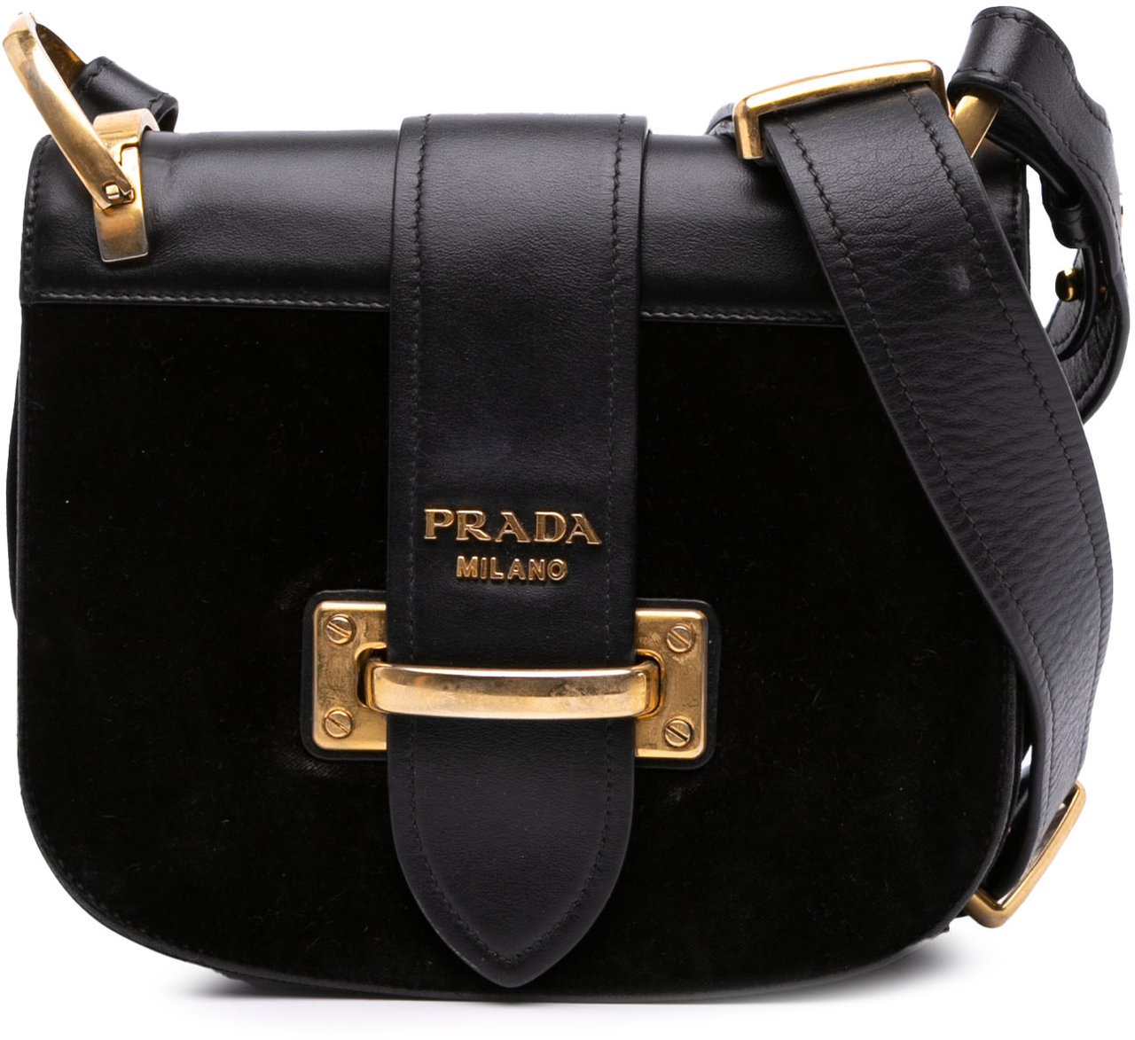 Prada City Calf and Velvet Pionniere Crossbody Zwart