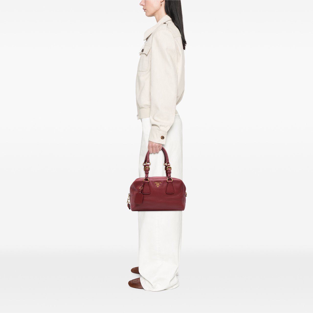 Prada Vitello Daino Bauletto Rood