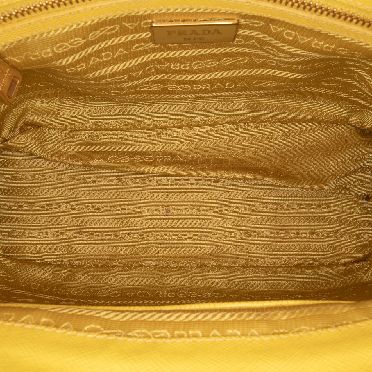 Prada Small Saffiano Lux Galleria Double Zip Satchel Geel