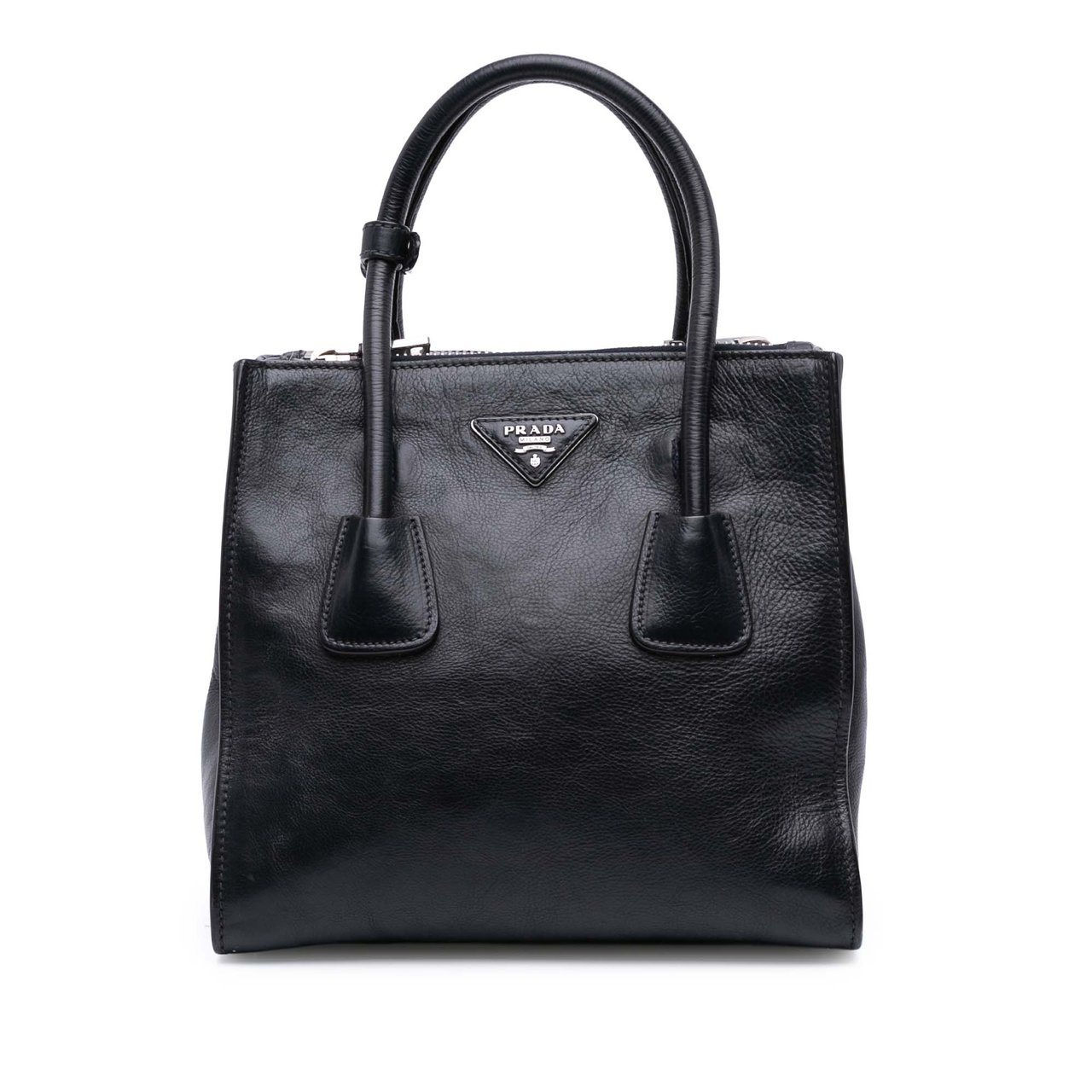 Prada Glace Calf Twin Pocket Satchel Zwart