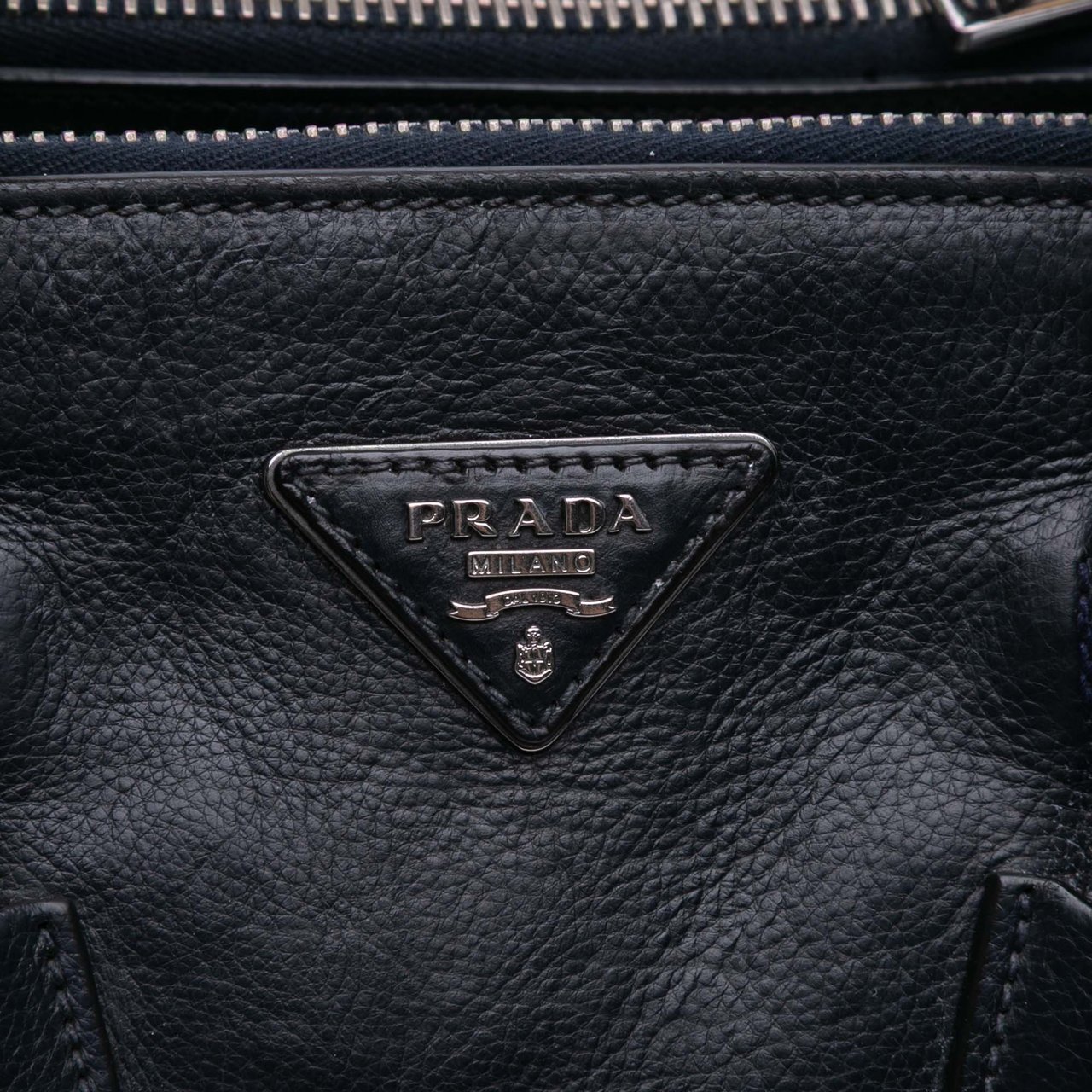 Prada Glace Calf Twin Pocket Satchel Zwart