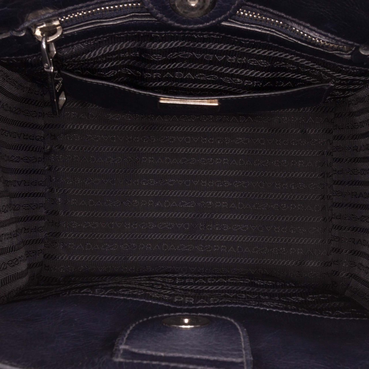 Prada Glace Calf Twin Pocket Satchel Zwart