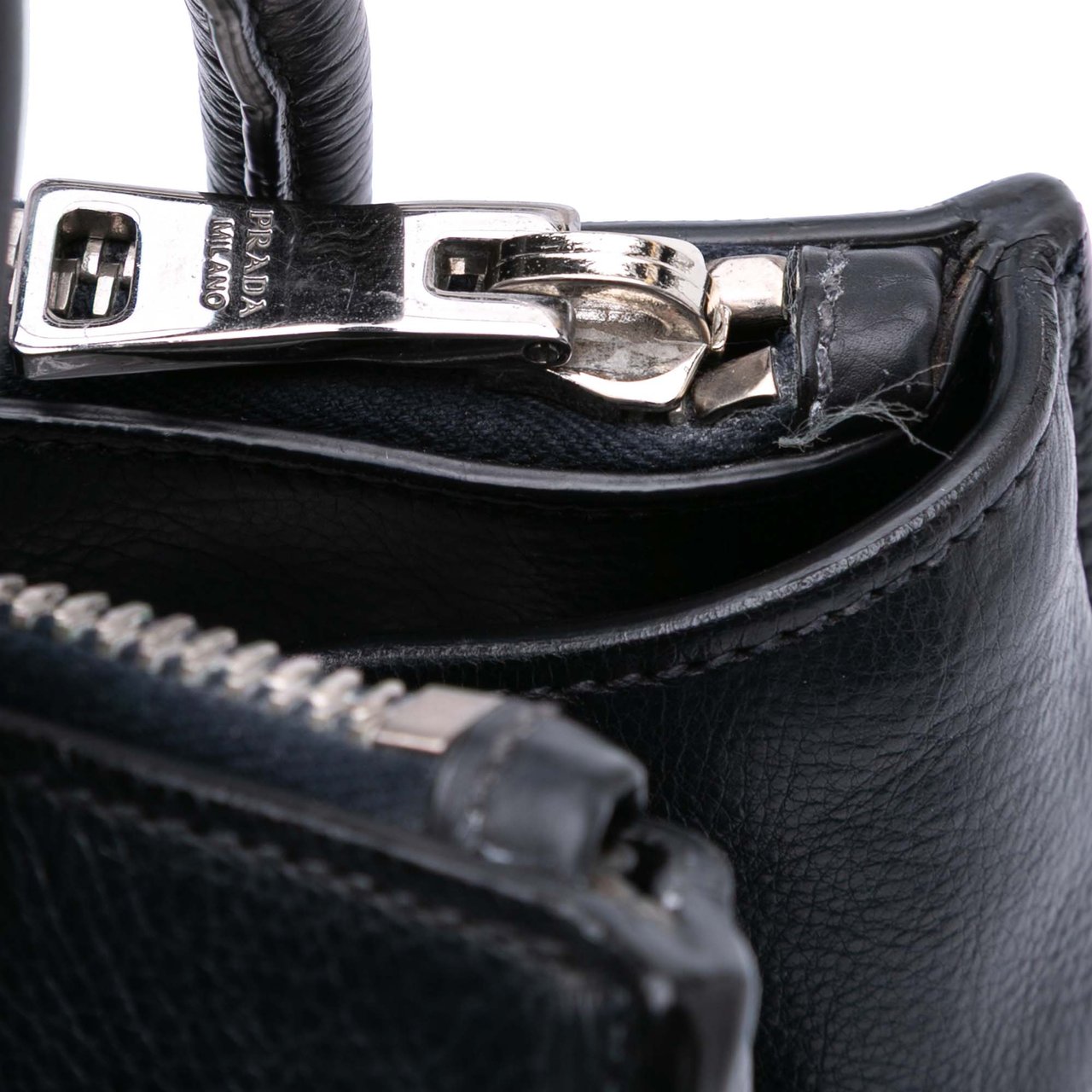 Prada Glace Calf Twin Pocket Satchel Zwart