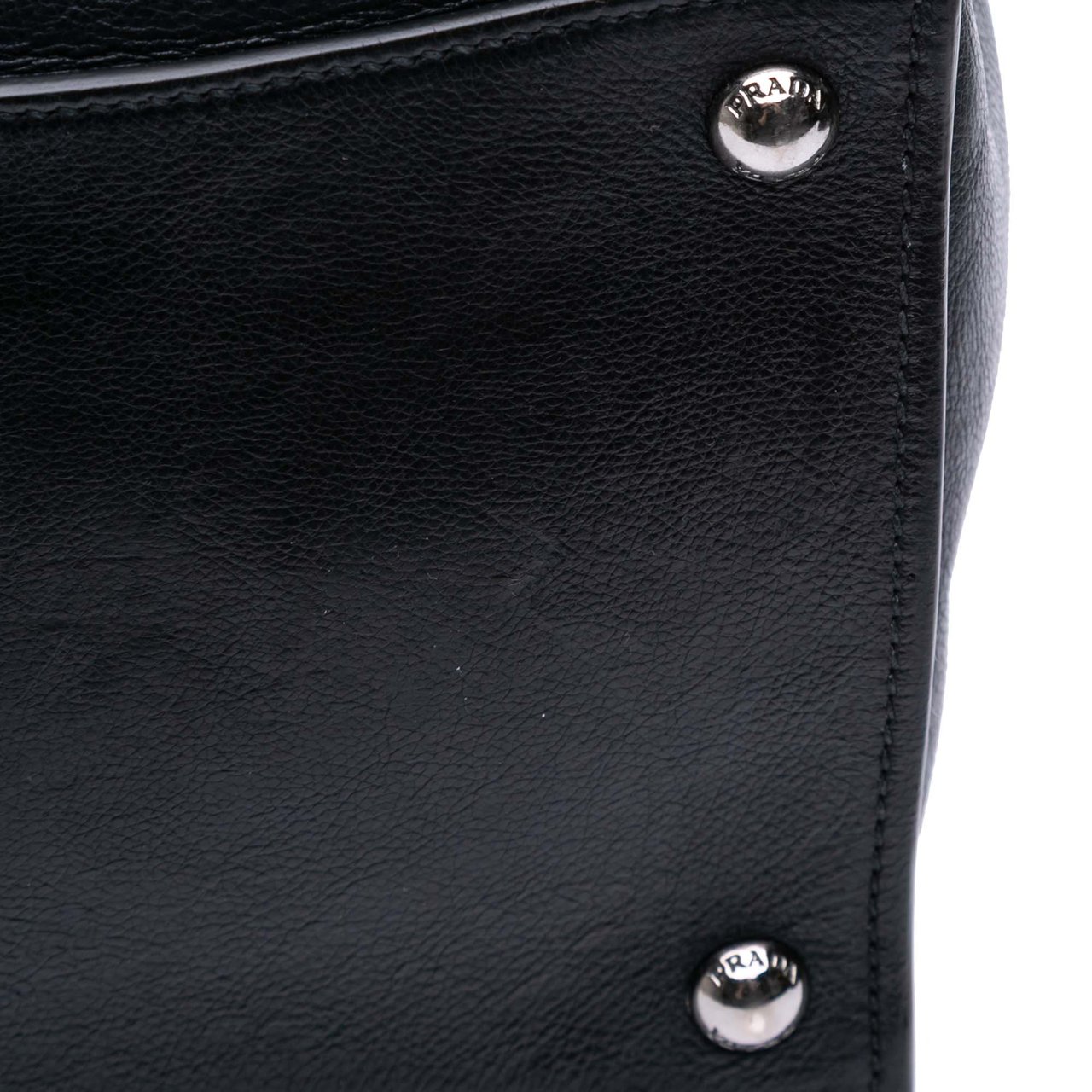 Prada Glace Calf Twin Pocket Satchel Zwart