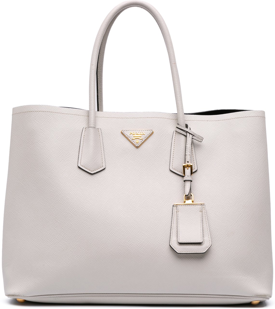 Prada Large Saffiano Cuir Double Satchel Wit