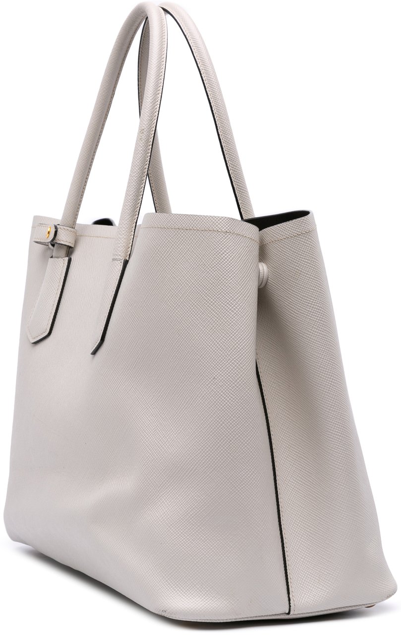 Prada Large Saffiano Cuir Double Satchel Wit