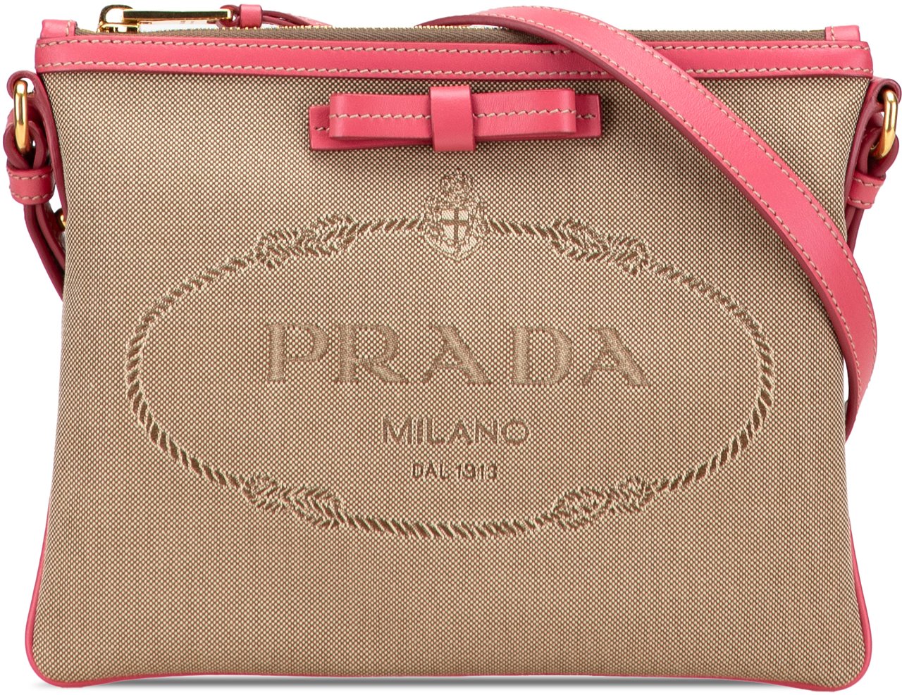 Prada Canvas Canapa Logo Bow Crossbody Bruin