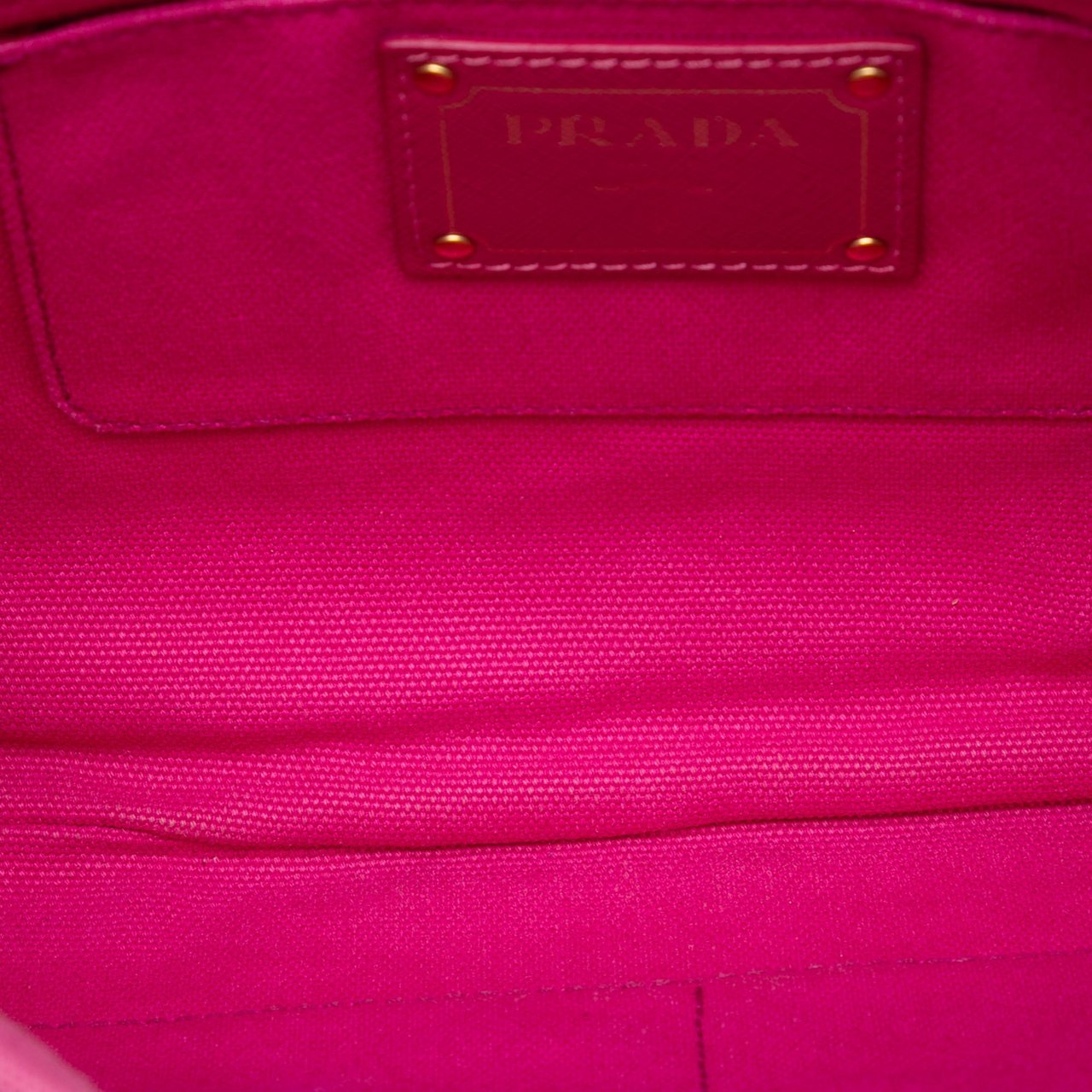 Prada Canvas Canapa Studded Vernice Clutch Roze