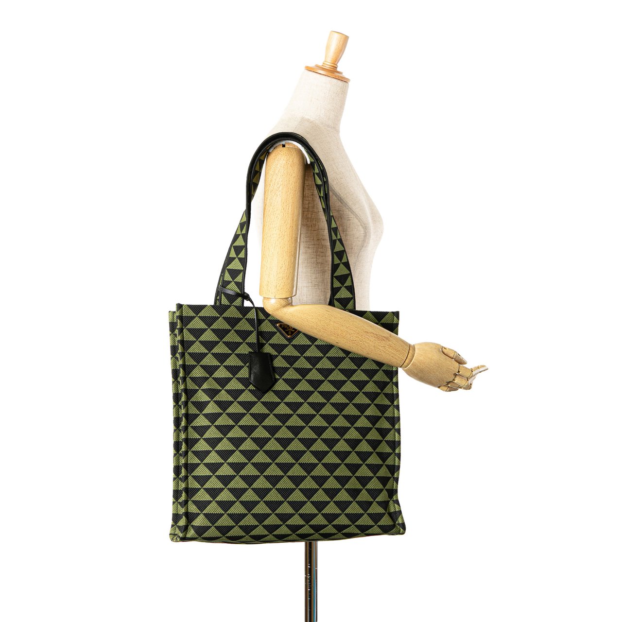 Prada Jacquard Triangolo Symbole Shopping Tote Groen