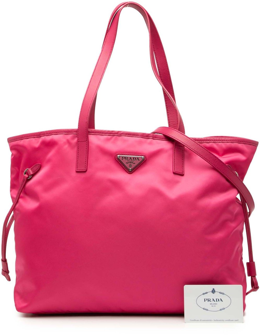 Prada Saffiano Trimmed Tessuto Open Convertible Tote Roze