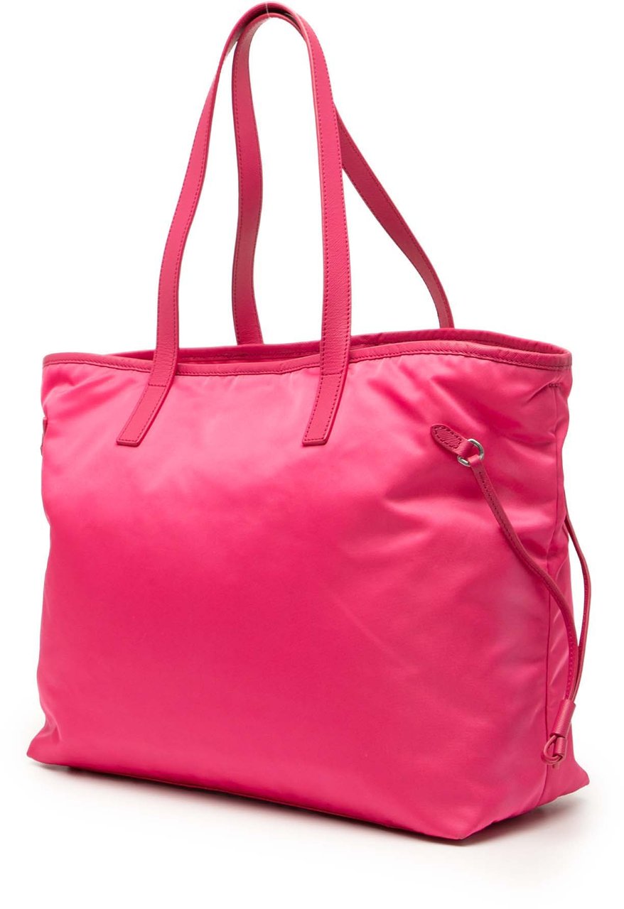 Prada Saffiano Trimmed Tessuto Open Convertible Tote Roze
