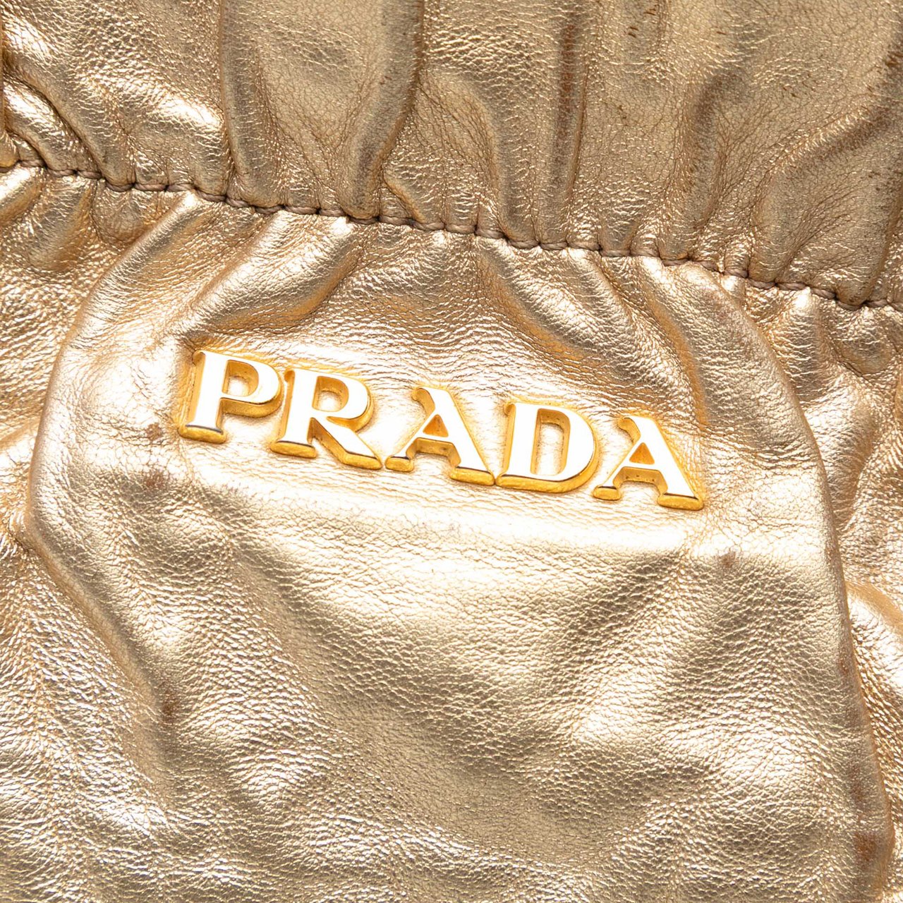 Prada Metallic Nappa Antique Bow Satchel Goud