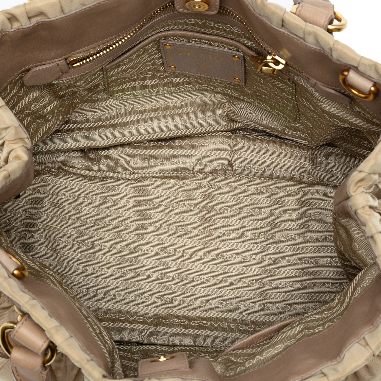 Prada Tessuto Gaufre Satchel Bruin