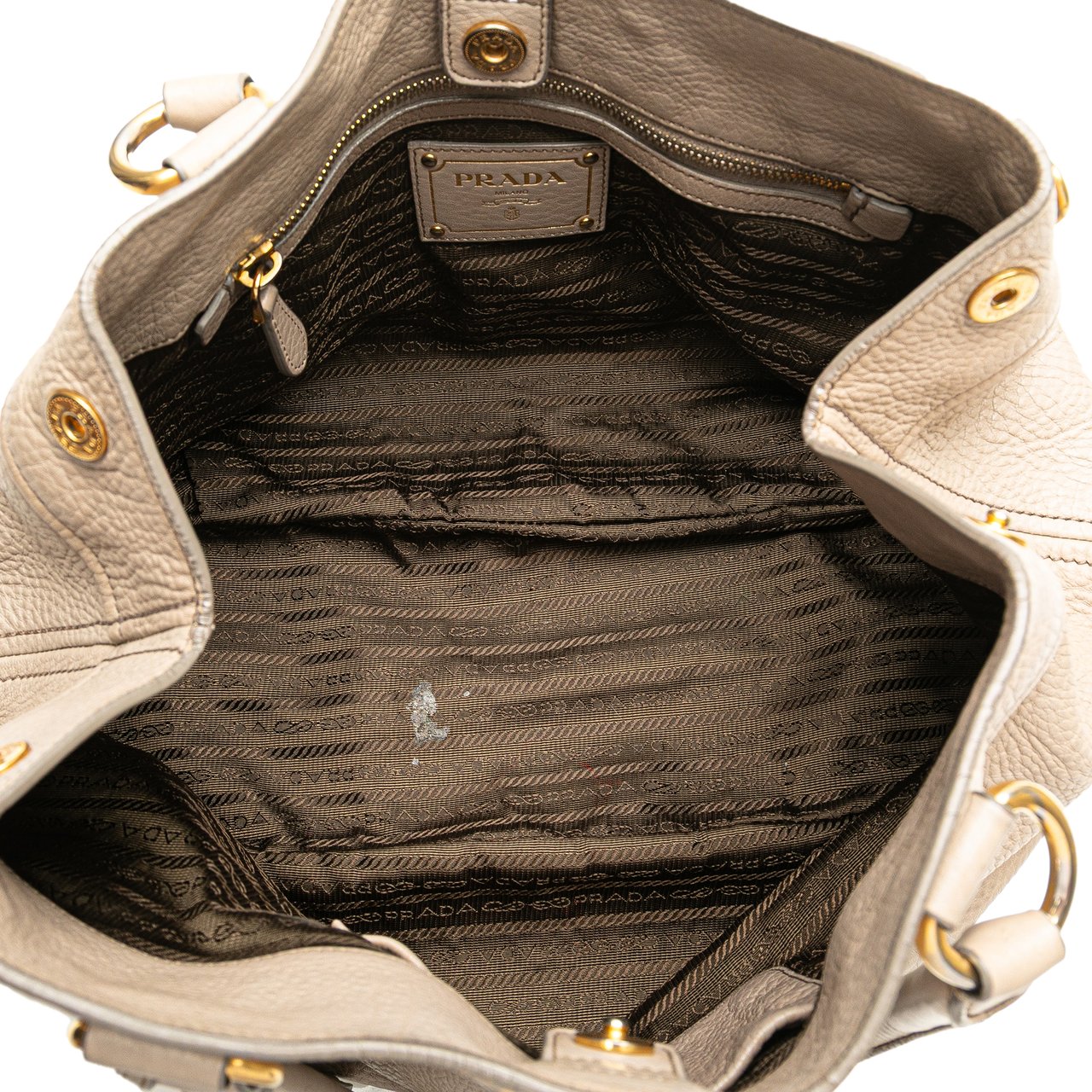 Prada Vitello Daino Open Convertible Tote Bruin