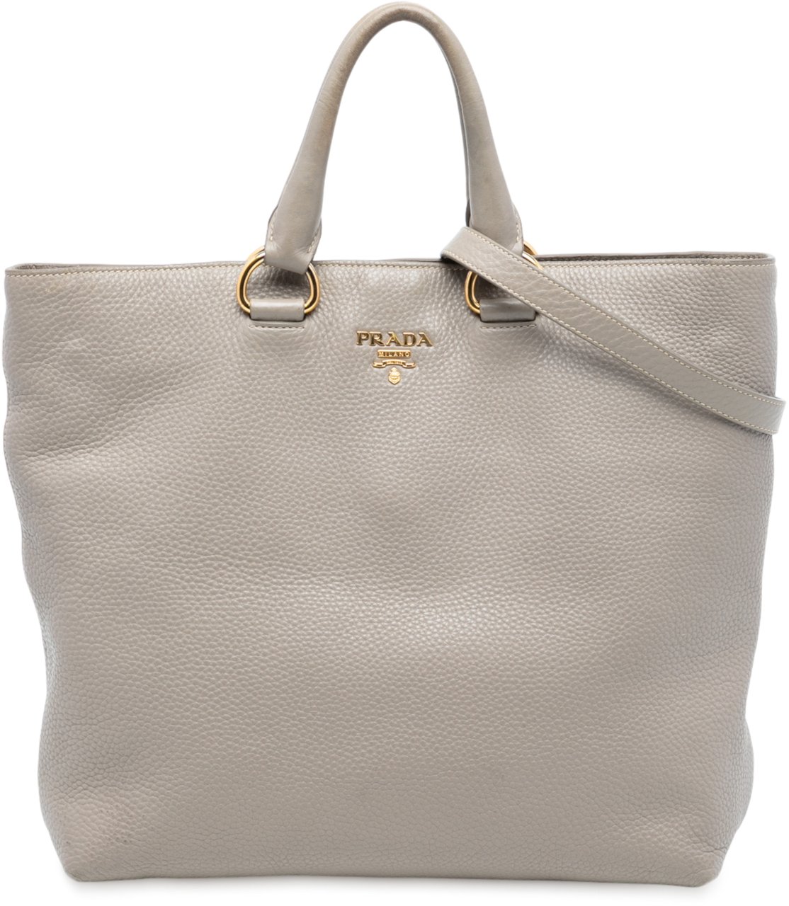 Prada Vitello Daino Open Convertible Tote Grijs