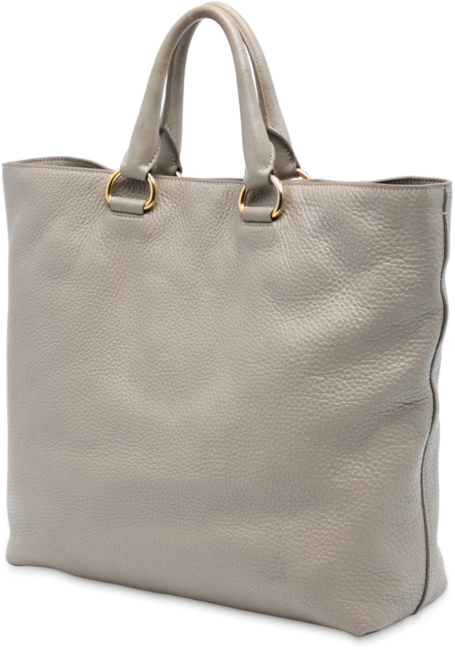 Prada Vitello Daino Open Convertible Tote Grijs