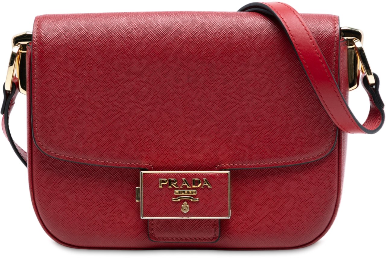 Prada Saffiano Lux Embleme Crossbody Rood