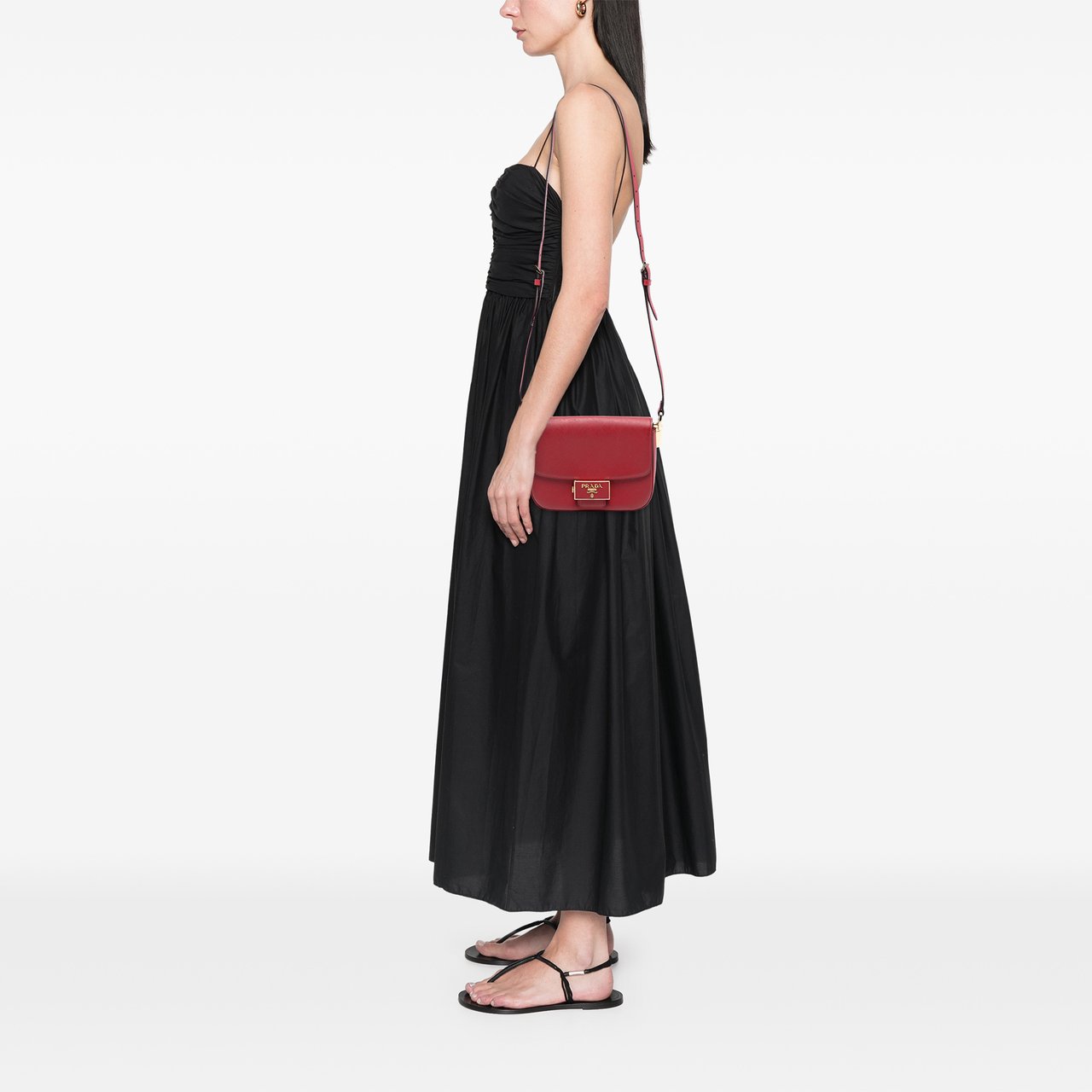 Prada Saffiano Lux Embleme Crossbody Rood