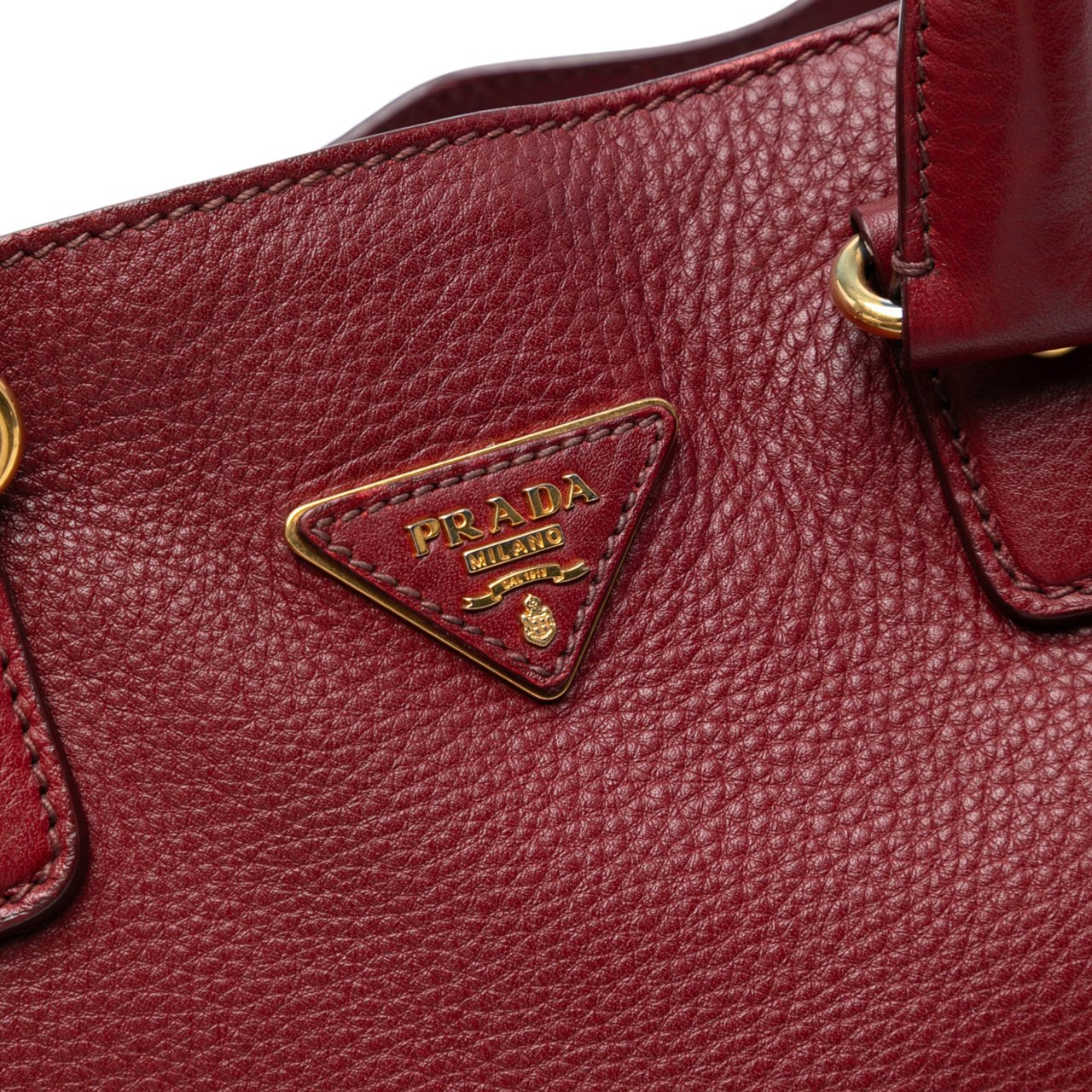 Prada Vitello Daino Open Convertible Tote Rood