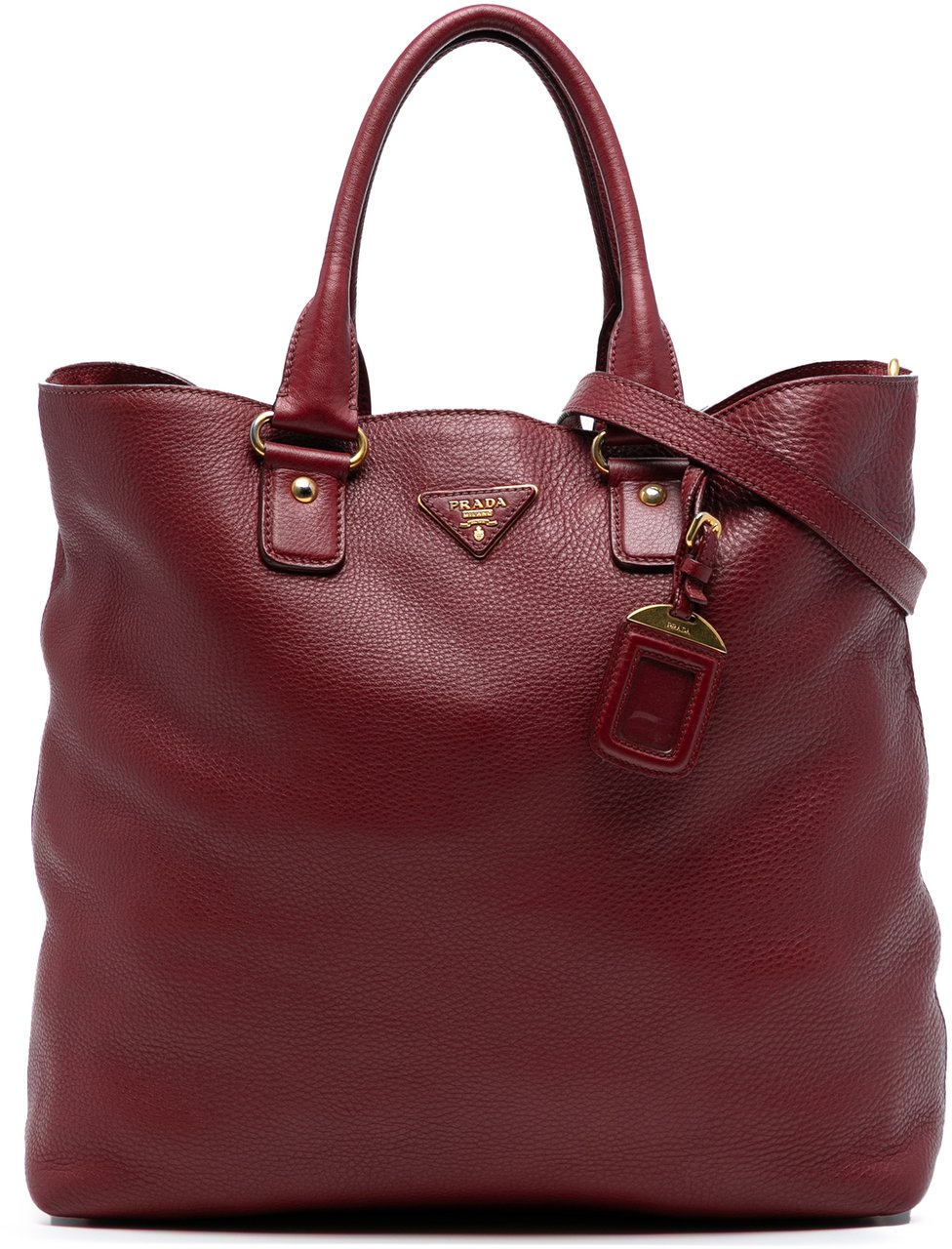 Prada Vitello Daino Open Convertible Tote Rood
