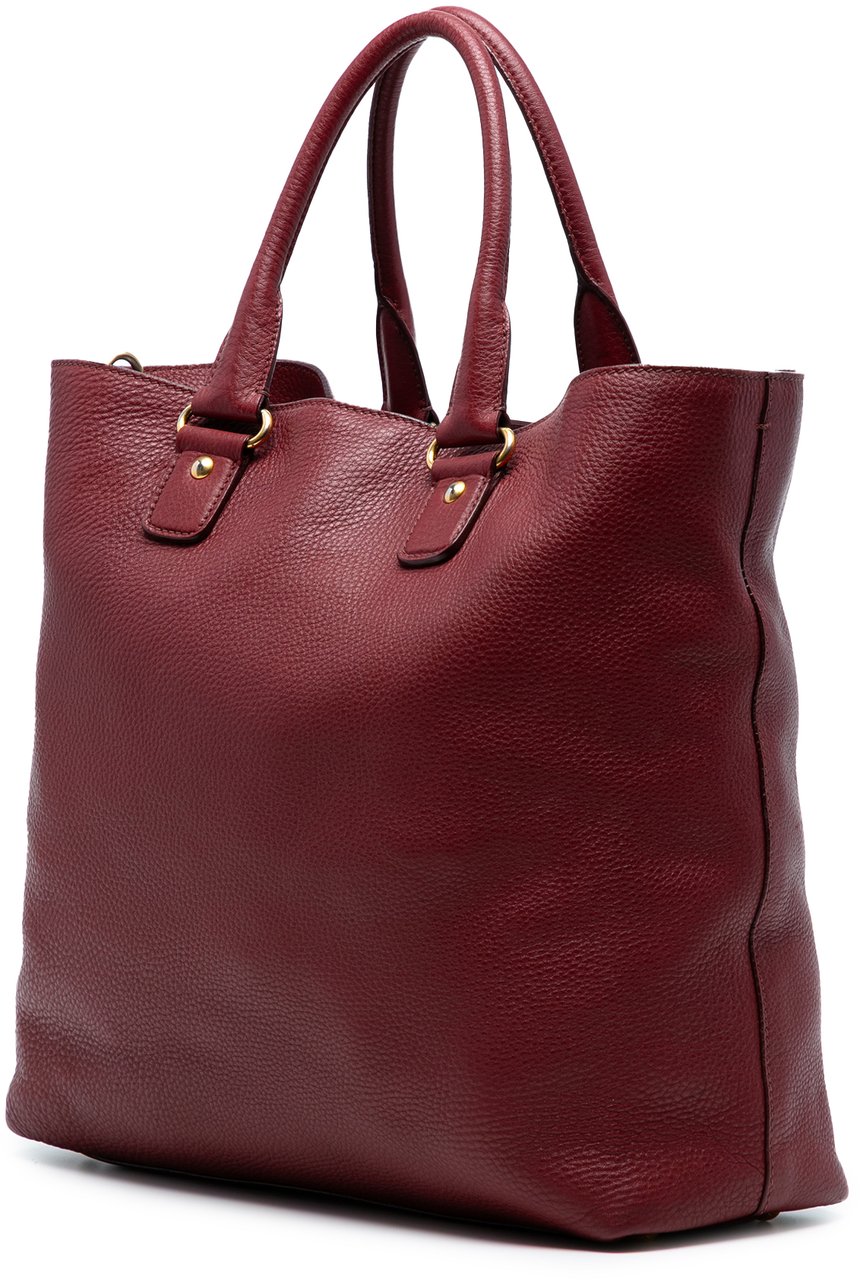 Prada Vitello Daino Open Convertible Tote Rood