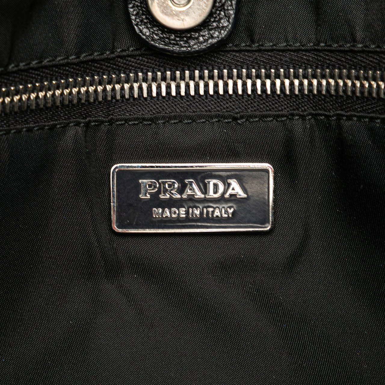 Prada Vitello Trimmed Canvas Canapa Tote Bruin