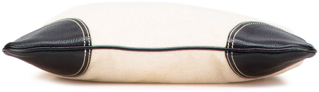 Prada Vitello Trimmed Canvas Canapa Tote Bruin