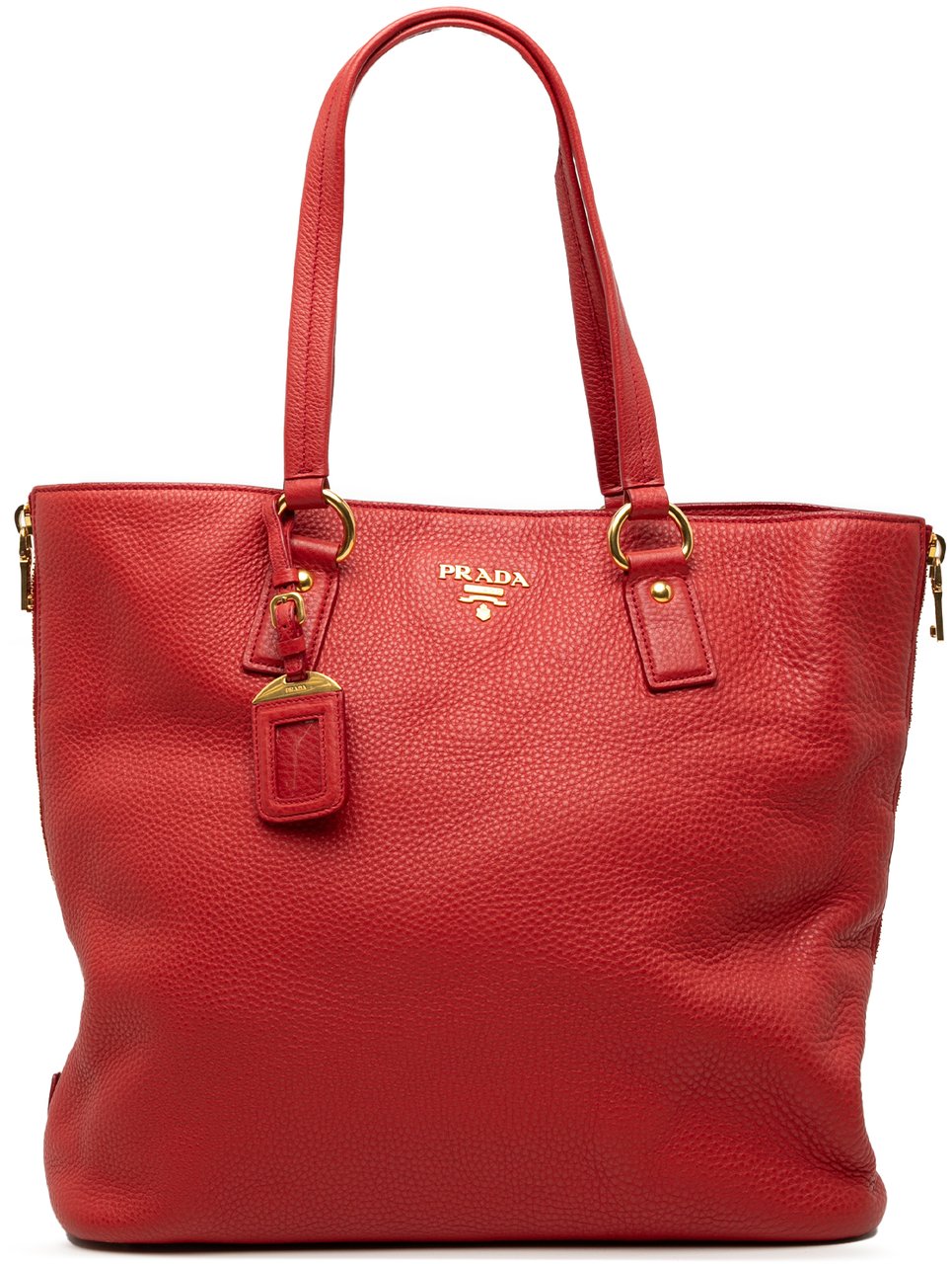 Prada Vitello Daino Side Zip Tote Rood