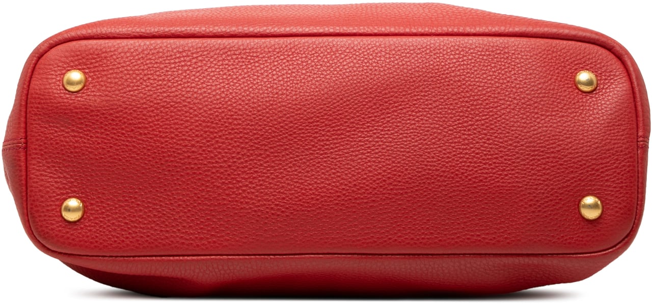 Prada Vitello Daino Side Zip Tote Rood