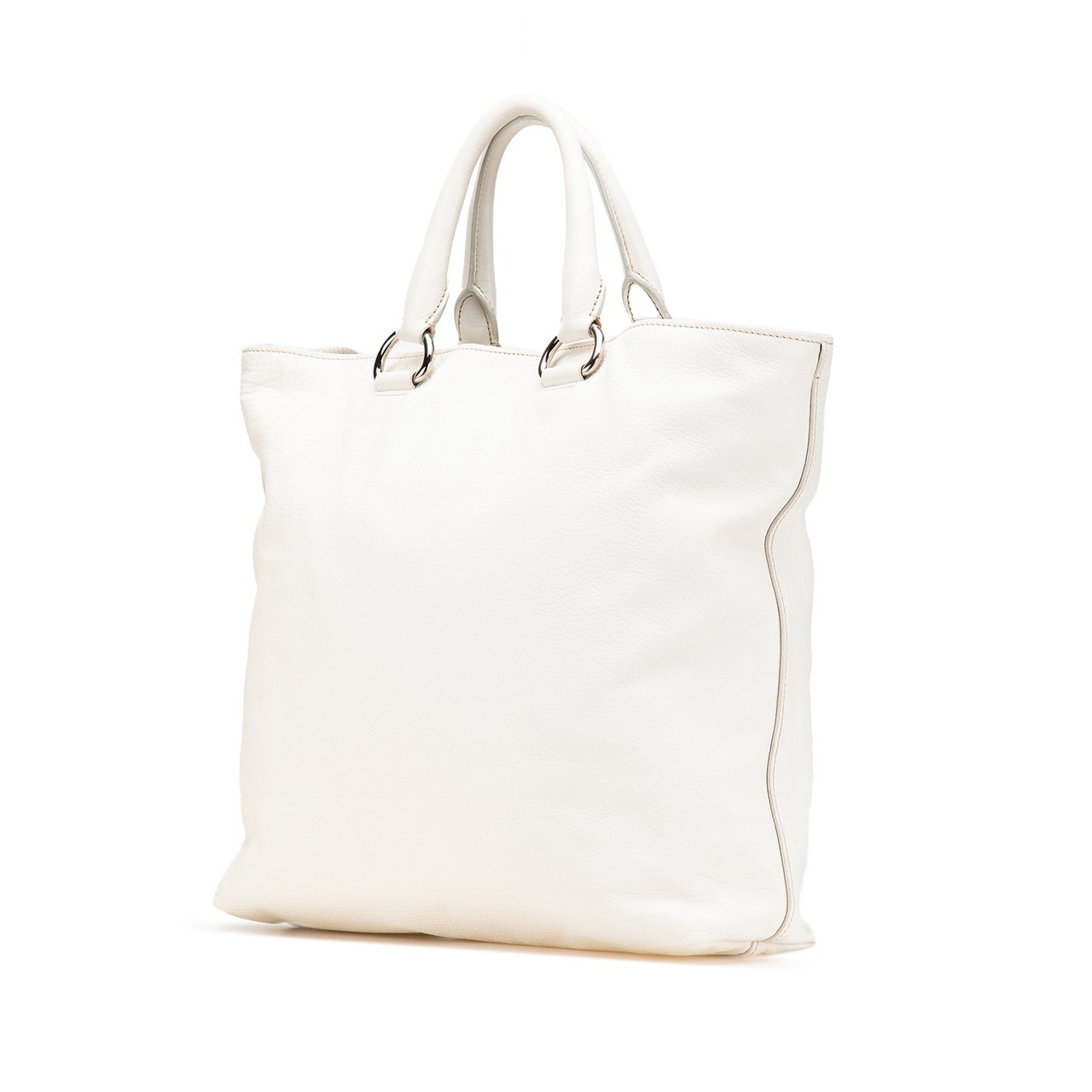 Prada Vitello Daino Open Convertible Tote Wit